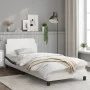 Bed frame with black and white synthetic leather headboard by , Beds and slatted bases - Ref: Foro24-373124, Price: 112,78 €,...