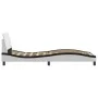 Bed frame with black and white synthetic leather headboard by , Beds and slatted bases - Ref: Foro24-373124, Price: 112,78 €,...