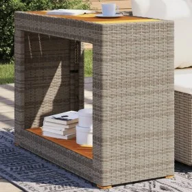 Garden side table with gray PE rattan wood top 100x40x75 cm by , Garden tables - Ref: Foro24-366307, Price: 113,89 €, Discoun...