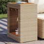Garden side table with beige PE rattan wood top 60x40x75 cm by , Garden tables - Ref: Foro24-366305, Price: 79,85 €, Discount: %