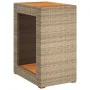 Garden side table with beige PE rattan wood top 60x40x75 cm by , Garden tables - Ref: Foro24-366305, Price: 85,61 €, Discount: %