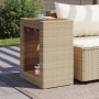 Garden side table with beige PE rattan wood top 60x40x75 cm by , Garden tables - Ref: Foro24-366305, Price: 79,85 €, Discount: %