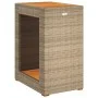 Garden side table with beige PE rattan wood top 60x40x75 cm by , Garden tables - Ref: Foro24-366305, Price: 85,61 €, Discount: %