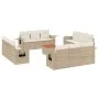 Gartensofa-Set mit Kissen, 13-teilig, beiges synthetisches Rattan von , Modulare Sofas für den Außenbereich - Ref: Foro24-322...