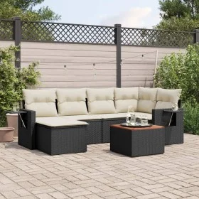 7-piece garden dining set and black synthetic rattan cushions by , Modular outdoor sofas - Ref: Foro24-3224663, Price: 403,05...