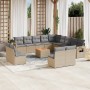 14-teiliges Gartensofa-Set mit beigen synthetischen Rattankissen von , Modulare Sofas für den Außenbereich - Ref: Foro24-3224...