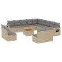 14-teiliges Gartensofa-Set mit beigen synthetischen Rattankissen von , Modulare Sofas für den Außenbereich - Ref: Foro24-3224...