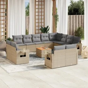 Garden sofa set with cushions 13 pieces beige synthetic rattan by , Modular outdoor sofas - Ref: Foro24-3224834, Price: 895,8...