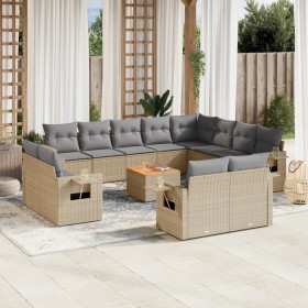 Gartensofa-Set mit Kissen, 13-teilig, beiges synthetisches Rattan von , Modulare Sofas für den Außenbereich - Ref: Foro24-322...