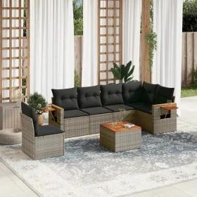 7-piece garden sofa set with gray PE rattan cushions by , Garden sets - Ref: Foro24-3226865, Price: 424,30 €, Discount: %