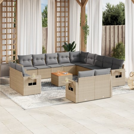 14-piece garden sofa set with beige synthetic rattan cushions by , Modular outdoor sofas - Ref: Foro24-3224841, Price: 933,94...