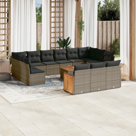 Set de sofás de jardín y cojines 14 pzas ratán sintético gris de , Conjuntos de jardín - Ref: Foro24-3228146, Precio: 833,44 ...
