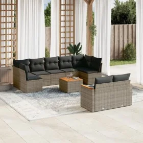 Set de sofás de jardín 10 pzas con cojines ratán sintético gris de , Conjuntos de jardín - Ref: Foro24-3226298, Precio: 569,1...