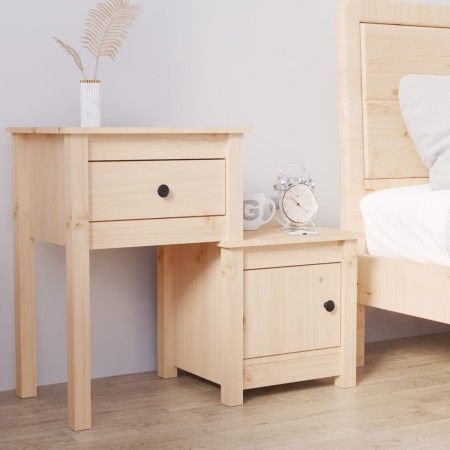 Mesita de noche madera maciza de pino 79,5x38x65,5 cm de vidaXL, Mesitas de noche - Ref: Foro24-814539, Precio: 55,62 €, Desc...