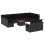 Garden sofa and cushion set 13 pieces black synthetic rattan by , Garden sets - Ref: Foro24-3257126, Price: 854,07 €, Discoun...