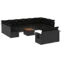 Garden sofa and cushion set 13 pieces black synthetic rattan by , Garden sets - Ref: Foro24-3257126, Price: 842,01 €, Discoun...