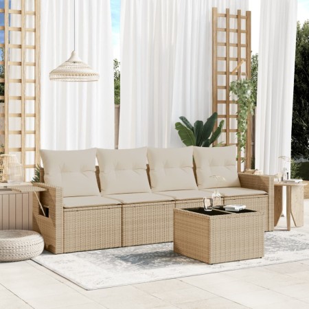 Garden sofa set with cushions 5 pieces beige synthetic rattan by , Garden sets - Ref: Foro24-3219887, Price: 320,72 €, Discou...