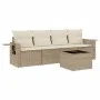 Garden sofa set with cushions 5 pieces beige synthetic rattan by , Garden sets - Ref: Foro24-3219887, Price: 339,11 €, Discou...