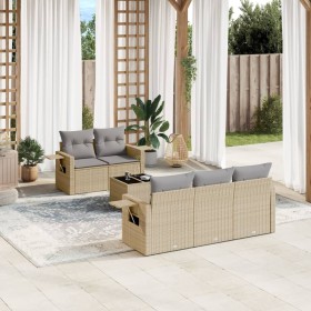 Gartensofa-Set mit Kissen, 6-teilig, beiges synthetisches Rattan von , Gartensets - Ref: Foro24-3219898, Preis: 410,27 €, Rab...