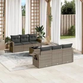 7-teiliges Gartensofa-Set mit grauen PE-Rattan-Kissen von , Gartensets - Ref: Foro24-3219909, Preis: 448,40 €, Rabatt: %