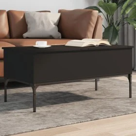 Engineered wood and black metal coffee table 100x50x45 cm by , Coffee table - Ref: Foro24-845411, Price: 65,57 €, Discount: %