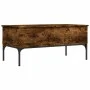 Engineered wood coffee table metal smoke oak 100x50x45cm by , Coffee table - Ref: Foro24-845413, Price: 65,69 €, Discount: %