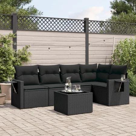 6-piece garden sofa set and black synthetic rattan cushions by , Garden sets - Ref: Foro24-3220134, Price: 413,63 €, Discount: %