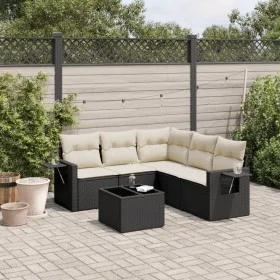 6-teiliges Gartensofa-Set und schwarze synthetische Rattankissen von , Gartensets - Ref: Foro24-3220155, Preis: 380,28 €, Rab...