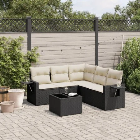 6-piece garden sofa set and black synthetic rattan cushions by , Garden sets - Ref: Foro24-3220155, Price: 380,28 €, Discount: %