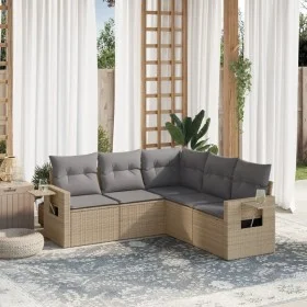 Garden sofa set with cushions 5 pieces beige synthetic rattan by , Garden sets - Ref: Foro24-3220148, Price: 335,48 €, Discou...