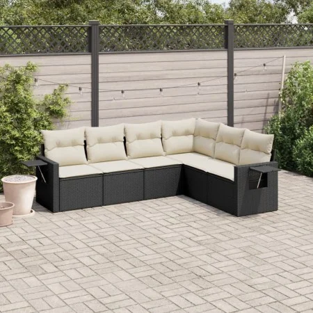 6-piece garden sofa set and black synthetic rattan cushions by , Garden sets - Ref: Foro24-3220205, Price: 379,17 €, Discount: %