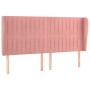 Cabecero con orejas de terciopelo rosa 203x23x118/128 cm