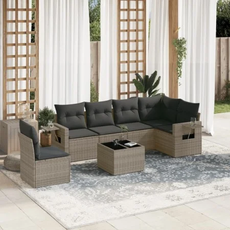 7-teiliges Gartensofa-Set mit grauen PE-Rattan-Kissen von , Gartensets - Ref: Foro24-3220239, Preis: 421,00 €, Rabatt: %