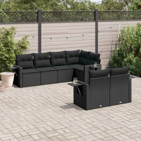 7-piece garden dining set and black synthetic rattan cushions by , Garden sets - Ref: Foro24-3220404, Price: 527,98 €, Discou...