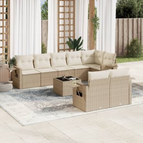 Set de sofás de jardín 9 pzas con cojines ratán sintético beige de , Conjuntos de jardín - Ref: Foro24-3220427, Precio: 614,4...