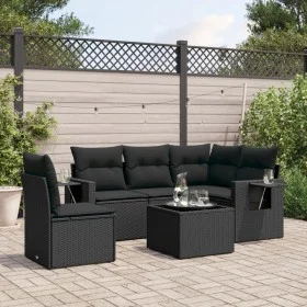 6-teiliges Gartensofa-Set und schwarze synthetische Rattankissen von , Gartensets - Ref: Foro24-3220174, Preis: 413,63 €, Rab...