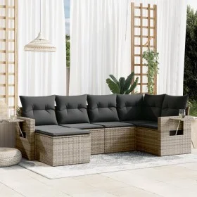 6-piece garden furniture set and gray synthetic rattan cushions by , Garden sets - Ref: Foro24-3220459, Price: 361,19 €, Disc...