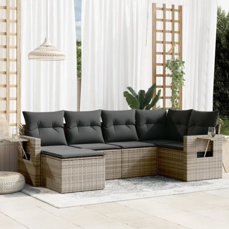 6-teiliges Gartenmöbel-Set und graue synthetische Rattankissen von , Gartensets - Ref: Foro24-3220459, Preis: 361,19 €, Rabat...