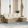 Gartensofa-Set mit Kissen, 6-teilig, beiges synthetisches Rattan von , Gartensets - Ref: Foro24-3220517, Preis: 386,06 €, Rab...
