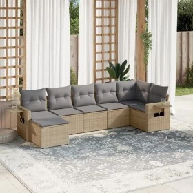 7-piece garden sofa set and beige synthetic rattan cushions by , Garden sets - Ref: Foro24-3220478, Price: 432,05 €, Discount: %