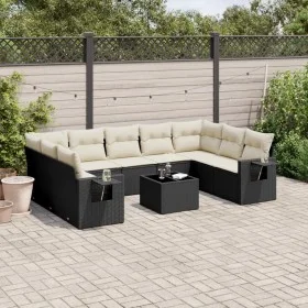 Gartensofa-Set 10-teilig mit schwarzen synthetischen Rattankissen von , Gartensets - Ref: Foro24-3220605, Preis: 584,48 €, Ra...