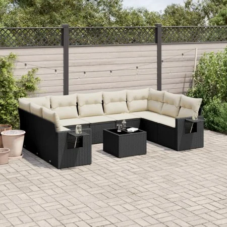Garden sofa set 10 pieces with black synthetic rattan cushions by , Garden sets - Ref: Foro24-3220605, Price: 584,48 €, Disco...