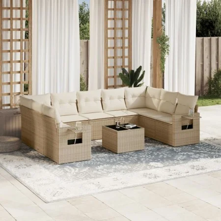 Garden sofa set with beige cushions 10 pieces synthetic rattan by , Garden sets - Ref: Foro24-3220607, Price: 672,57 €, Disco...