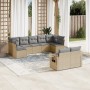 Set de sofás de jardín 9 pzas con cojines ratán sintético beige de , Conjuntos de jardín - Ref: Foro24-3220618, Precio: 546,0...