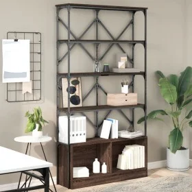 Engineered wood and oak brown metal shelf 100x26x180 cm by , Bookcases and shelves - Ref: Foro24-845430, Price: 109,76 €, Dis...