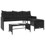 L-shaped garden sofa with black PE rattan table and cushions by , Outdoor sofas - Ref: Foro24-365572, Price: 220,45 €, Discou...