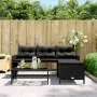 L-shaped garden sofa with black PE rattan table and cushions by , Outdoor sofas - Ref: Foro24-365572, Price: 220,45 €, Discou...