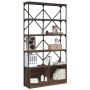 Engineered wood and oak brown metal shelf 100x26x180 cm by , Bookcases and shelves - Ref: Foro24-845430, Price: 111,32 €, Dis...