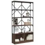 Engineered wood and oak brown metal shelf 100x26x180 cm by , Bookcases and shelves - Ref: Foro24-845430, Price: 109,76 €, Dis...