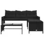 L-shaped garden sofa with black PE rattan table and cushions by , Outdoor sofas - Ref: Foro24-365572, Price: 220,45 €, Discou...